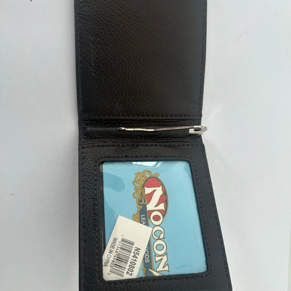 Nocona Brown Leather Slim fold with Money Clip Wallet and Praying Cowboy Emblem